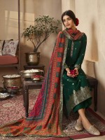 Green Dola Jacquard Silk Designer Salwar Kameez